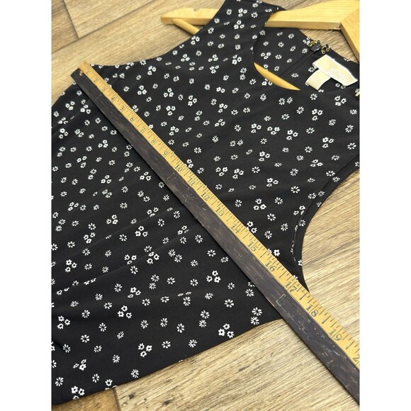 MICHAEL KORS WOMENS WIDE LEG CROPPED JUMPSUIT ROMPER BLACK WHITE FLOWERS Sz M - Picture 7 of 13